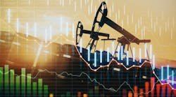 oil market concept, oil barrels, market graphs